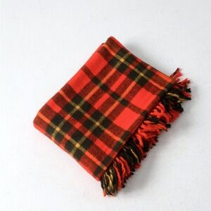 Vintage Faribo Tartan Fluff Loomed Wool Stadium Blanket